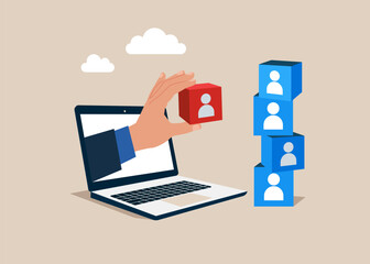 Recruitment online business.  Employee recruitment. Flat vector illustration