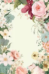 Behang Whimsical Watercolor Invitation: A whimsical invitation featuring watercolor paintings of flowers.Generated with AI © nongluk w