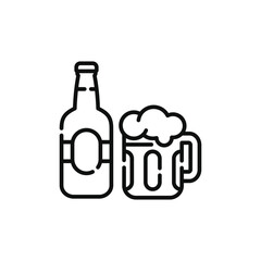 Beer line icon isolated on white background