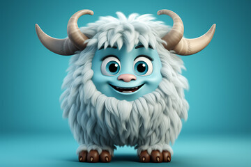 Obraz premium 3d cute cartoon cow monster realistic 3d monster 