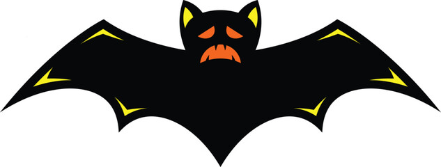 scary black bat vector icon
