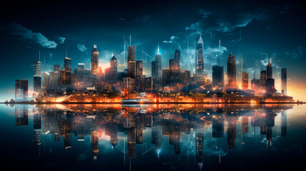 Fototapeta premium Smart city and data connection technology concept