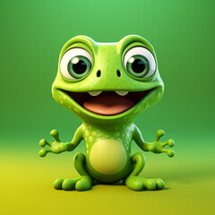 Fototapeta premium 3d cute cartoon frog monster realistic 3d monster 