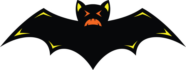 scary black bat vector icon