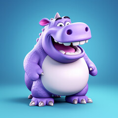 3d cute cartoon hippo monster realistic 3d monster 