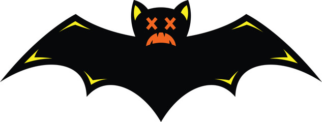 scary black bat vector icon