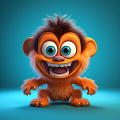 Obraz premium 3d cute cartoon monkey monster realistic 3d monster 