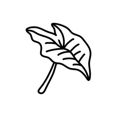 Hand draw of philodendron leaves. Black contours isolated on a white background.