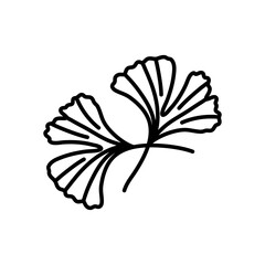 Fototapeta premium Ginkgo biloba leaf doodle hand drawn contour line. Vector herbal icon isolated on white background