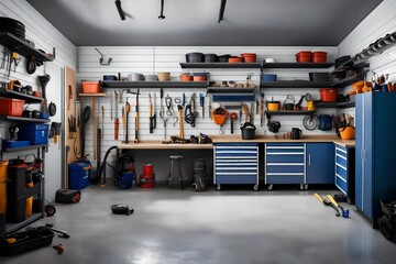 A carefully composed image showcasing the aesthetic appeal of an organized garage interior.
