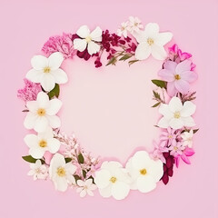 Fototapeta premium Flowered White Border Frame Generative AI