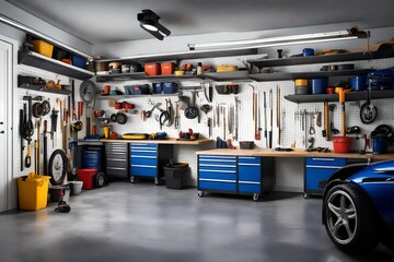 A carefully composed image showcasing the aesthetic appeal of an organized garage interior.