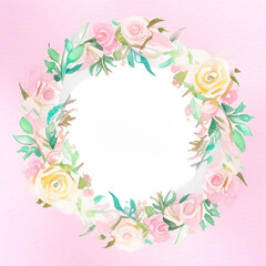 round floral frame mockup, generative ai,  pink floral frame for design
