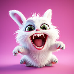 Fototapeta premium 3d cute cartoon rabbit monster realistic 3d monster 