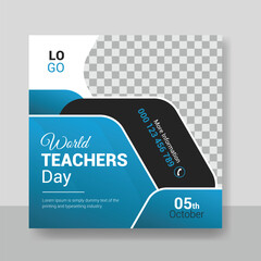 World Teachers day Social media posts banner template design, education, study square poster design