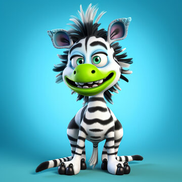 3d cute cartoon zebra monster realistic 3d monster 