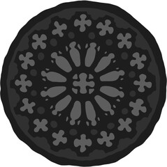 Gothic rosette/rose window stylized drawing. Architectural stone frame; european medieval cathedral/church tracery/engraving illustration; vector