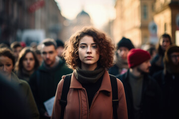 Fototapeta premium Woman activist leading a protest