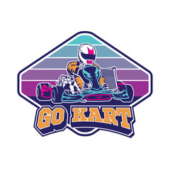 go kart racing vector illustration, perfect for t-shirt design and team logo design - obrazy, fototapety, plakaty