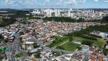 Visão aérea da região residencial da cidade de Mogi das Cruzes, SP, Brasil - obrazy, fototapety, plakaty