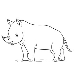 A vector of a cute Hippopotamus in black and white coloring transparent white background PNG