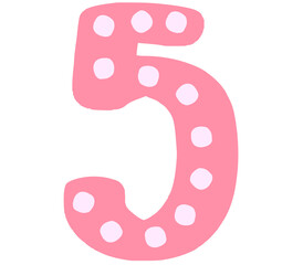 Pastel number 5  with cute dots