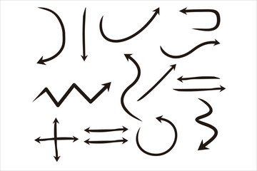 set of arrow icons, fine lines, symbols, modern design