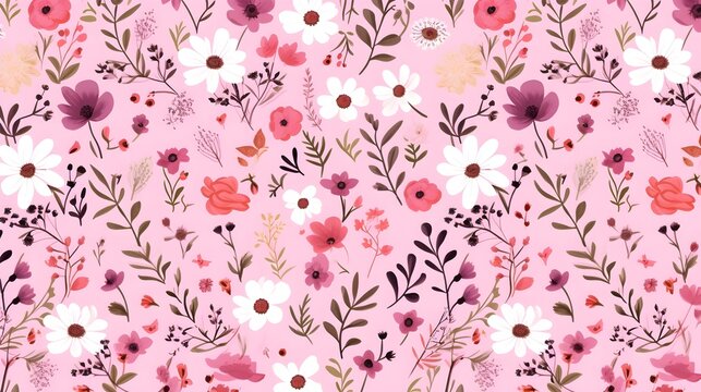Samless pink flower bunch design pattern
