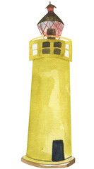 Watercolor yellow lighthouse illustration png