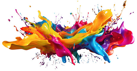 Rainbow wave. Colorful paint splash. Isolated design element. multicolors paint splashing explosion in the air.