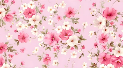 Fotobehang  pink flower bunch design pattern © Alice