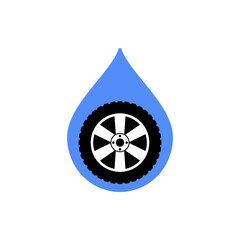 Car wheel with a drop. Vector.