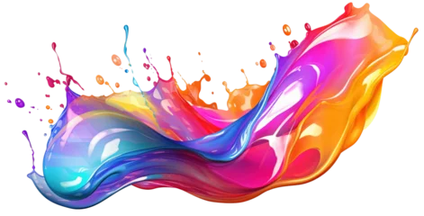 Deurstickers Colorful paint 3d splash. Isolated element on the transparent background. High quality Illustration. © Mari Dein