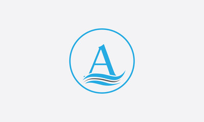 Water wave logo. wave letter icon vector and water wave symbol letter