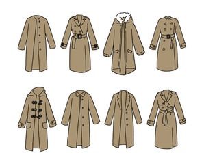 茶色のコートのイラストセット