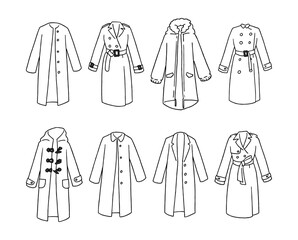 白のコートのイラストセット