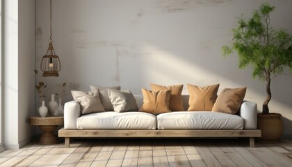 Rustic interior design of modern living room
