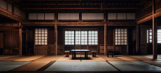 oriental japanese room. old style. Hand edited AI. - obrazy, fototapety, plakaty