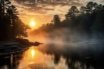 Tranquil Sunrise over Chattahoochee River in Atlanta GA's National Park