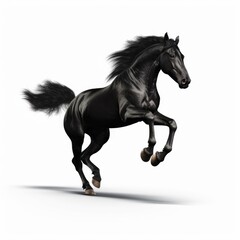 Obraz na płótnie Canvas black horse 3d jump on white background