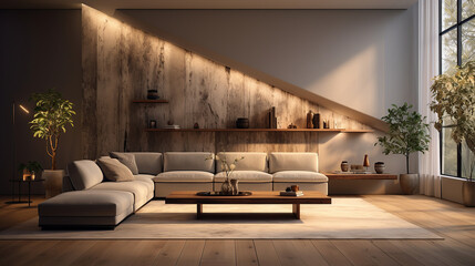 Interior Design: Living room with big empty wall.