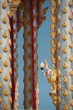 Ornate Temple Pillars; Prachuap Kiri Khan, Prachuap Province, Thailand