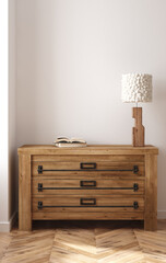 Home mockup, farmhouse living room interior background, 3d render