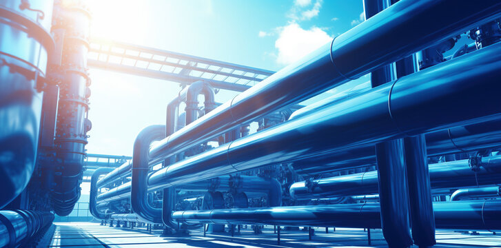Large oil pipeline and gas pipeline in the process of oil refining and the movement of oil and gas