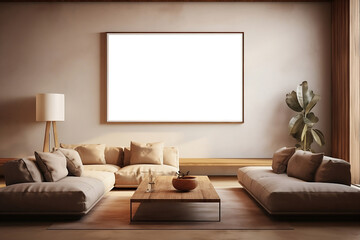 Tranquil Simplicity: Minimalist Frame Mockup in a Cozy Earth-Toned Setting