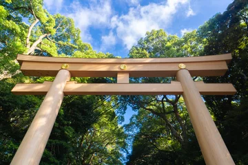 Rolgordijnen Torii gate at the entrance of Meiji Jingu Shrine, Shibuya, Tokyo © 拓也 神崎