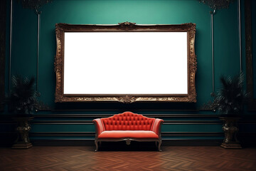 Luxurious Elegance: Empty Rectangular Frame Mockup in Jewel-Toned Opulence