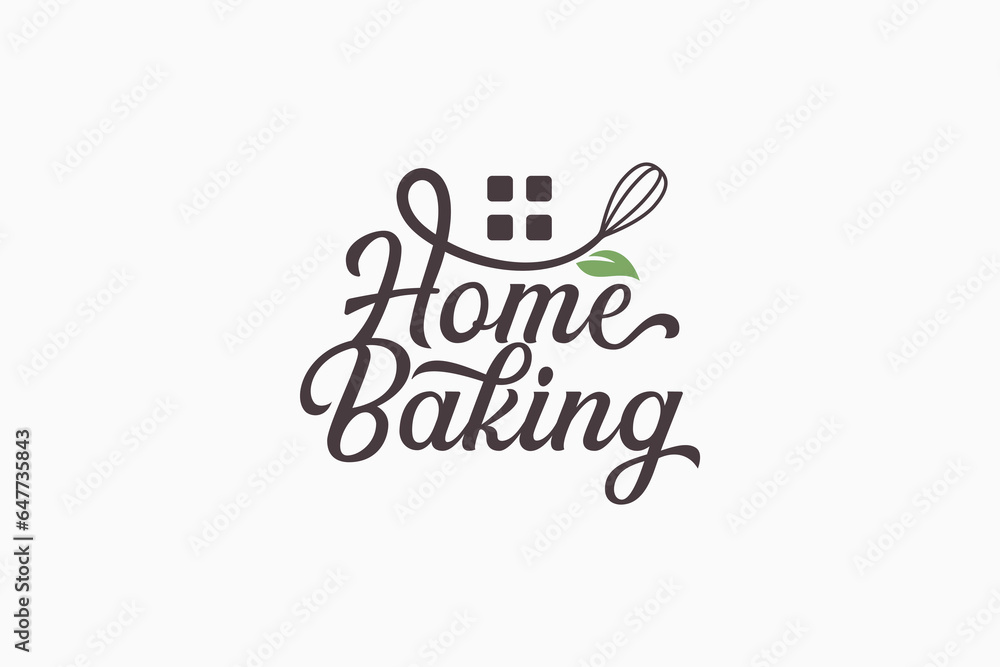 Canvas Prints home baking logo with a combination of whisk, window, leaves and beautiful lettering for cafe, homem