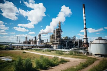 Obraz premium Factory chimneys billowing smoke