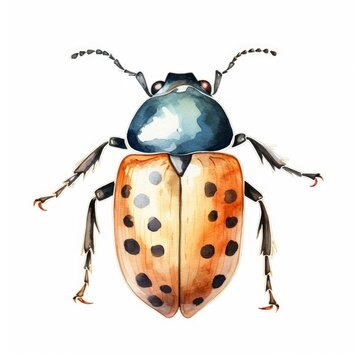 watercolor beetle isolated on white background